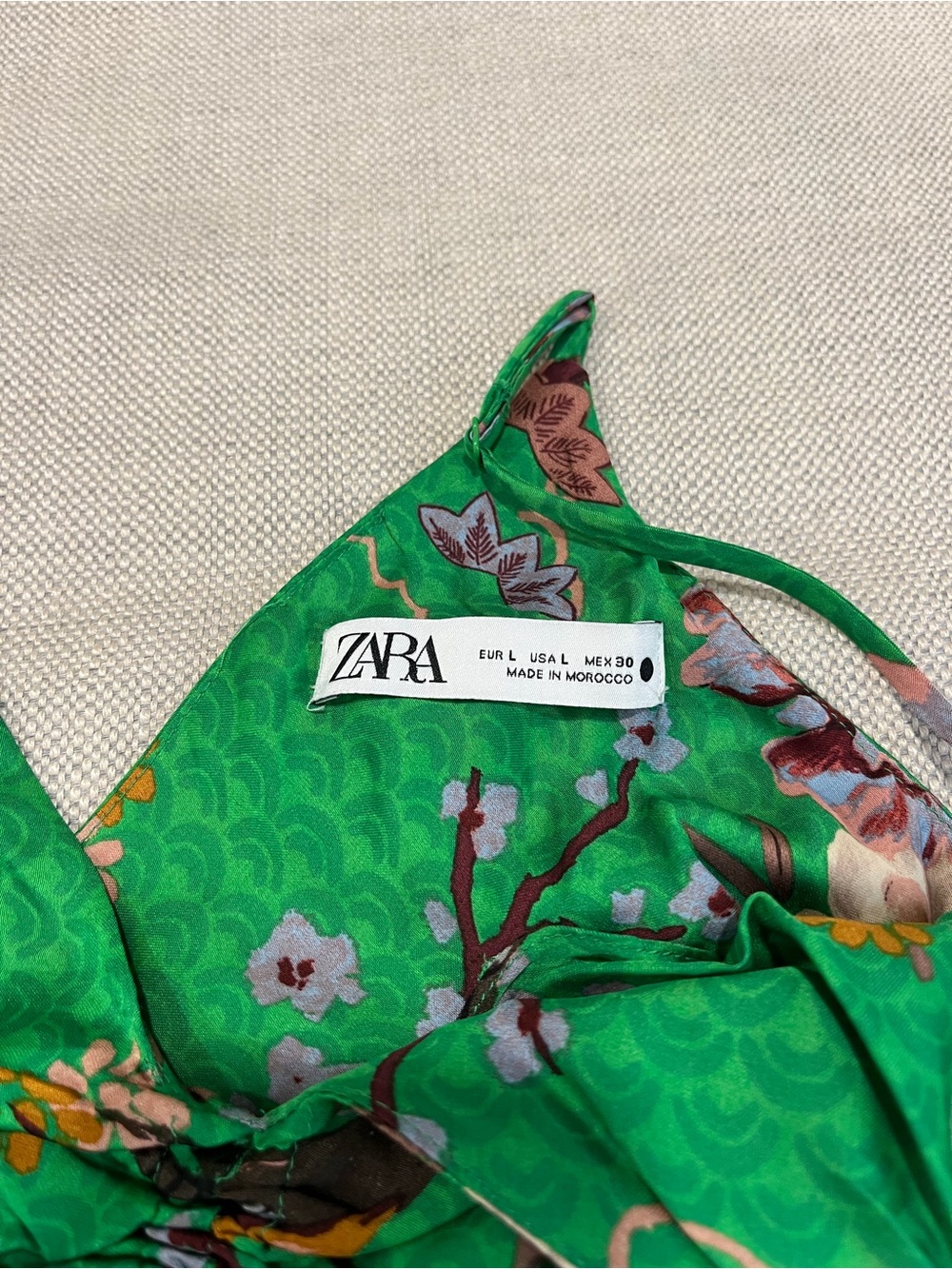 Zara Green Floral Mini Slip Dress - Picture 4 of 5